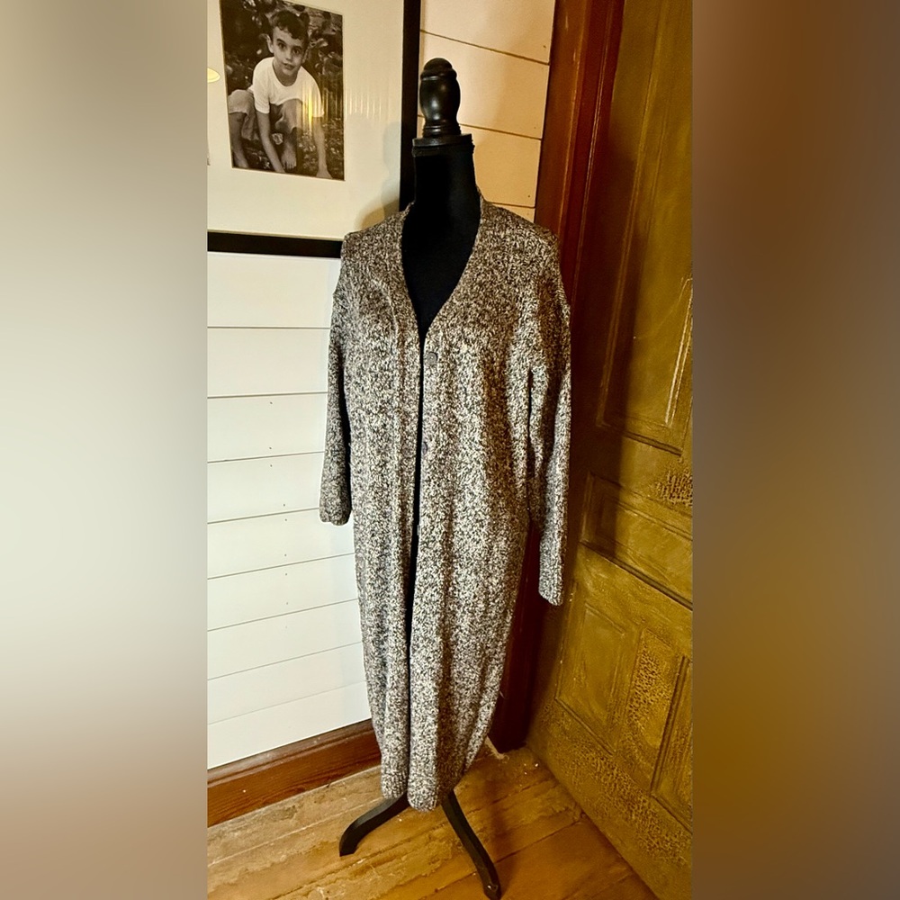 CAbi Coffee Shop Cardigan‎ Duster Gray Rainbow Metallic Style #3881 Size M Long